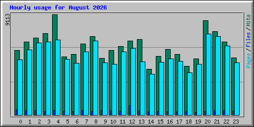Hourly usage for August 2026